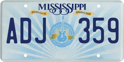 MS license plate ADJ359