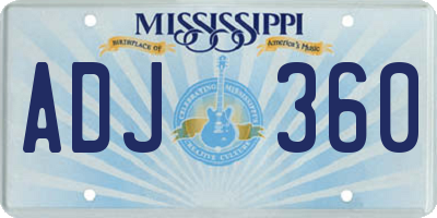 MS license plate ADJ360