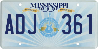 MS license plate ADJ361