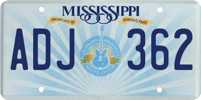 MS license plate ADJ362