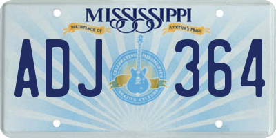 MS license plate ADJ364