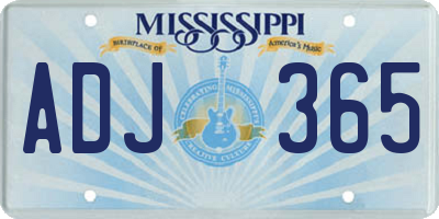 MS license plate ADJ365