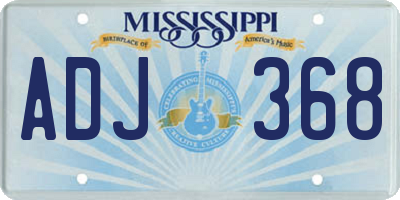 MS license plate ADJ368