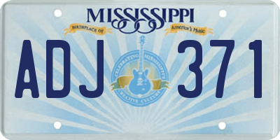 MS license plate ADJ371