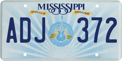 MS license plate ADJ372