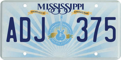 MS license plate ADJ375