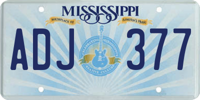 MS license plate ADJ377