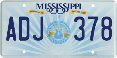 MS license plate ADJ378
