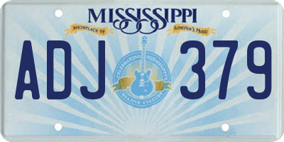MS license plate ADJ379
