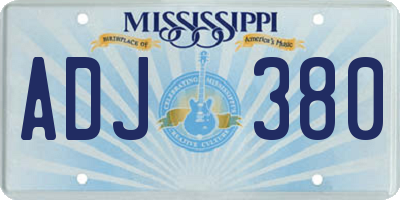MS license plate ADJ380