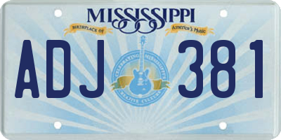 MS license plate ADJ381