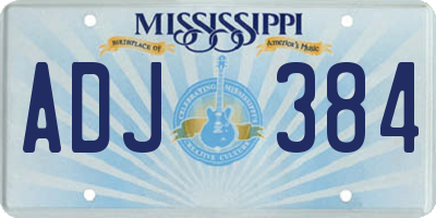 MS license plate ADJ384