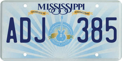 MS license plate ADJ385