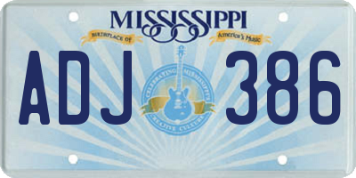 MS license plate ADJ386