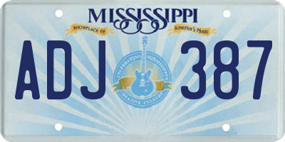 MS license plate ADJ387