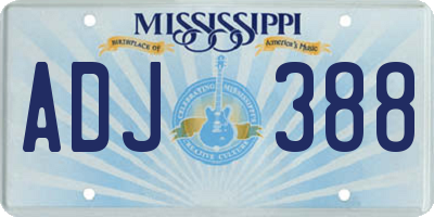 MS license plate ADJ388