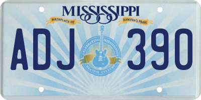 MS license plate ADJ390