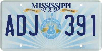 MS license plate ADJ391