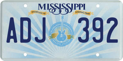 MS license plate ADJ392