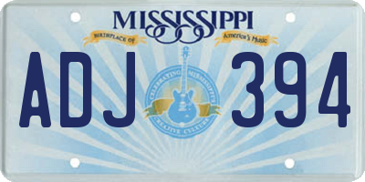 MS license plate ADJ394