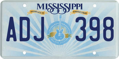 MS license plate ADJ398