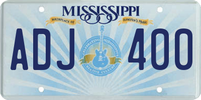 MS license plate ADJ400