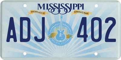 MS license plate ADJ402