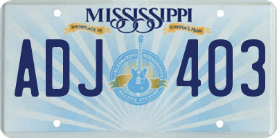 MS license plate ADJ403