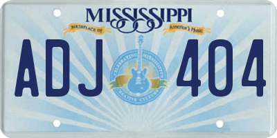 MS license plate ADJ404
