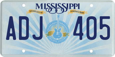 MS license plate ADJ405