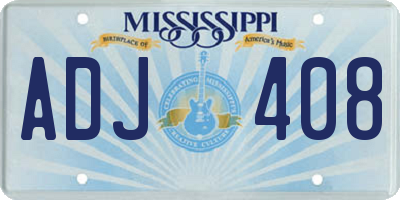MS license plate ADJ408