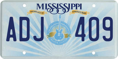 MS license plate ADJ409
