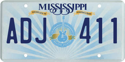 MS license plate ADJ411