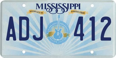 MS license plate ADJ412