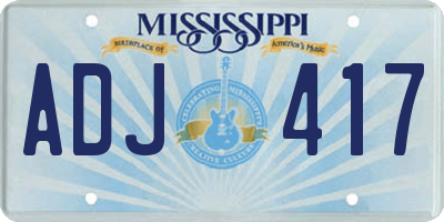MS license plate ADJ417