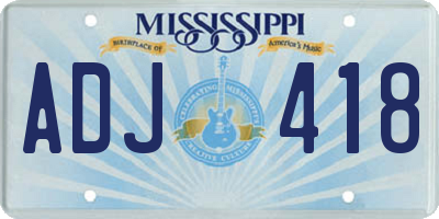 MS license plate ADJ418
