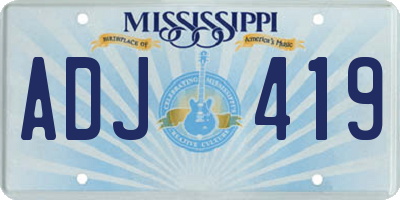 MS license plate ADJ419