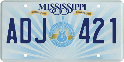MS license plate ADJ421