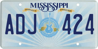 MS license plate ADJ424