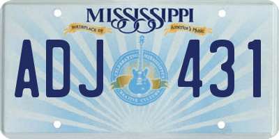MS license plate ADJ431