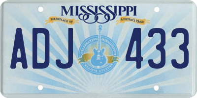 MS license plate ADJ433