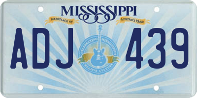 MS license plate ADJ439