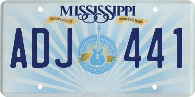 MS license plate ADJ441