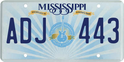 MS license plate ADJ443