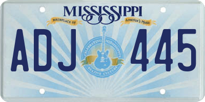 MS license plate ADJ445