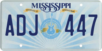 MS license plate ADJ447