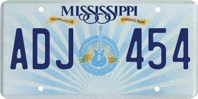MS license plate ADJ454