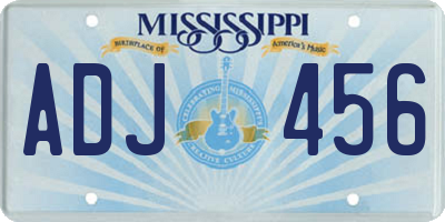 MS license plate ADJ456