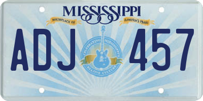 MS license plate ADJ457