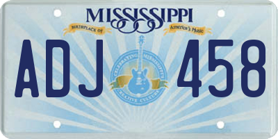 MS license plate ADJ458